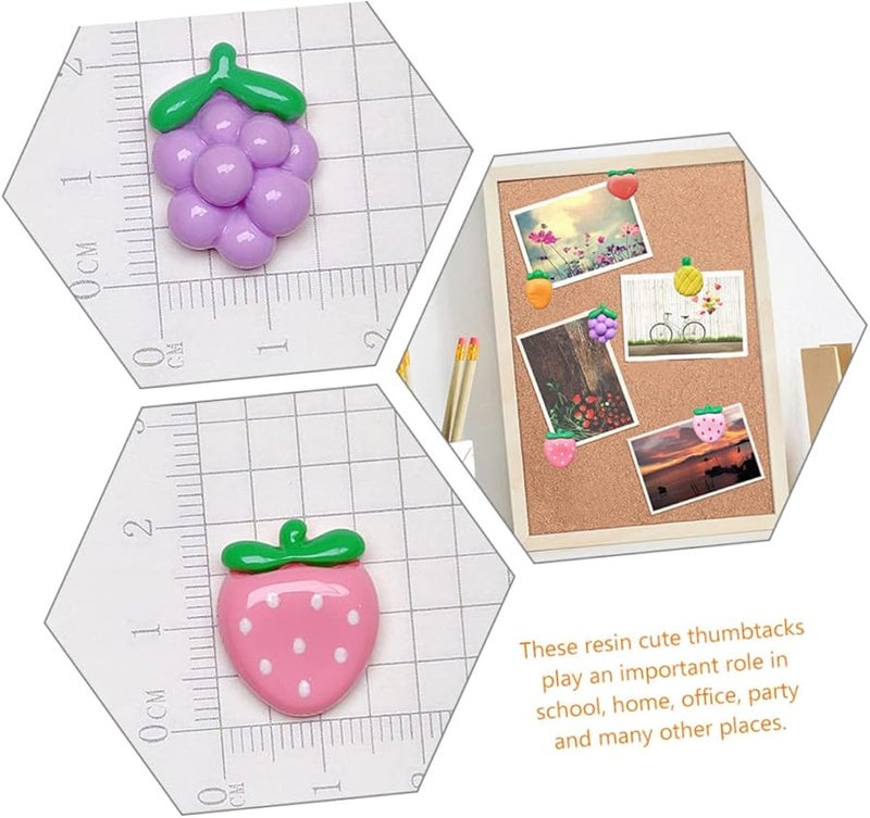 Cute Cartoon Fruit Push Pins 30PCS Resin Thumb Tacks For Bulletin Board Decor - Image 3